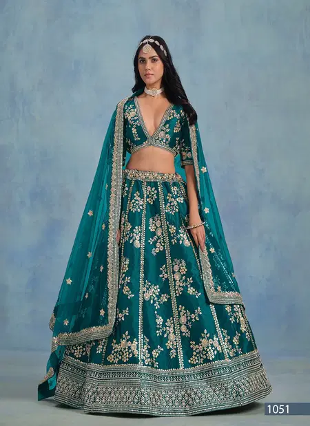 Teal Colour Sheilja By Mehvish Art Silk Designer Lehenga Choli Wholesale Market In Surat